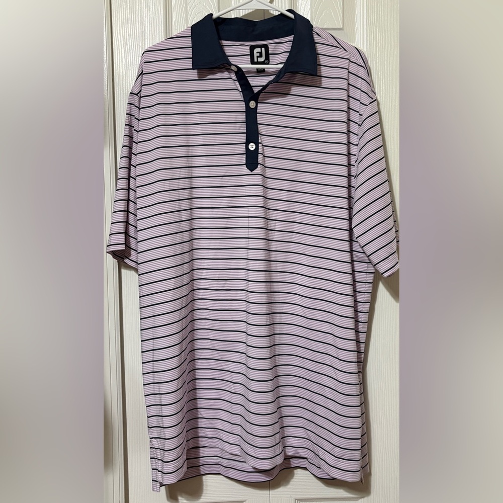 Footjoy FJ Golf Polo Lilac Striped Men’s 2XL Performance Stretch